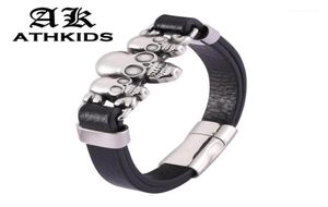 Bijoux de personnalité Bracelet en cuir noir en acier inoxydable Men Magnet fermoir Punk Male Band Cadeaux PD047618514252
