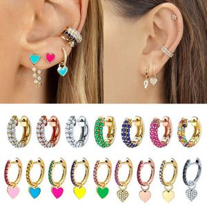 Personnalité boucles d'oreilles coréennes INS pendentif coeur de pêche pour les femmes bijoux d'oreille cuivre cerceau cadeau Huggie