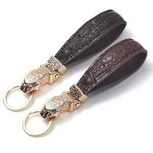 Persoonlijkheid Luipaard Hoofd Key Chain Fashion Crocodile Skin Lederen Key Rings voor Jaguar F-Pace XJ XE XF Unisex Gift Pendant zwart