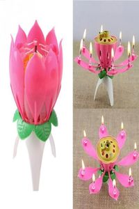 Personnalité Lotus Flower Candle Singlelayer Musique Bougies Birthday Party Cake Sparkle4666159