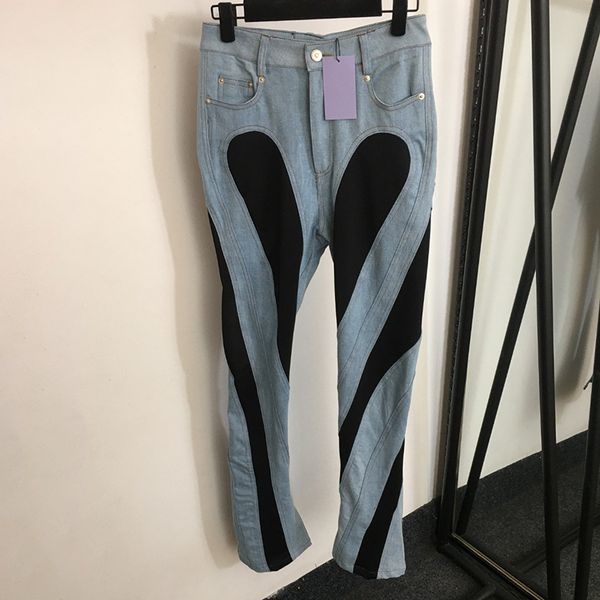 Pantalon Patchwork de personnalité, classique, Slim, en Denim, tendance, taille haute, pour filles, de luxe, Leggings de boîte de nuit, pantalon de marque en jean