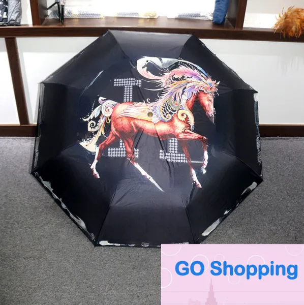 Personnalité Imprimer Parapluies INS Mode Automatique Parasols Hommes Femmes Luxe Parapluie Marque Étanche Ensoleillé Pluvieux Parasol Parapluie En Gros
