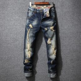 Persoonlijkheid Gescheurde Mannen Denim Jeans Grote Maat Europese En Amerikaanse Geruïneerd Gat Hip Hop Merk Broek Mannelijke 240322