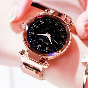 Persoonlijkheid Romantisch sterrenhy kijkt Sky Women Steel Mesh Belt Quartz Watch Magneet Buckle Fashion Rhinestone Ladies Reloj