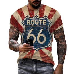 Personnalité Streetwear Route 66 T-shirt impression 3D Route 66 motif hommes t-shirts surdimensionnés hauts hommes unisexe t-shirt décontracté chemises 005