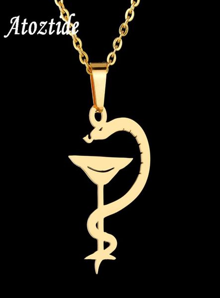 Personnalité superbe serpent avec verre à vin réglable en acier inoxydable pendentif en argent collier 3158530