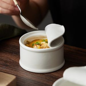 Assiettes à dîner blanches en céramique en forme de boîte de conserve de personnalité vaisselle de Restaurant irrégulière servant des plats à Sauce bol à soupe