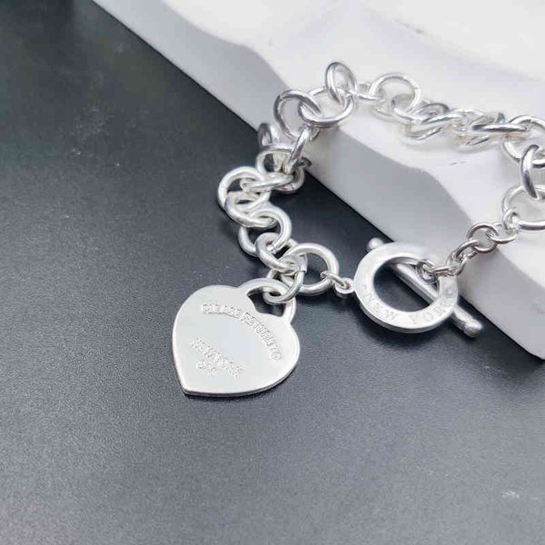 Personnalité bijoux pour femmes 925 en argent Sterling marque de luxe Rose coeur pendentif chaîne Bracelet qualité amitié cadeau