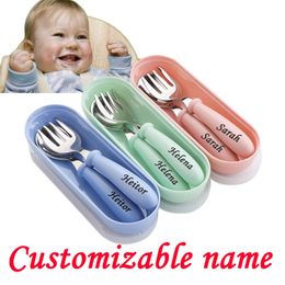 Personaliseer elke naam Baby Gadgets AFBEELDING SET KINDEREN GEREBRIEFS STAILLESS STAAL TODDLER DINING
