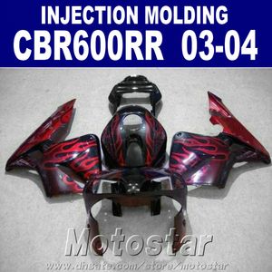 Personnaliser gratuitement le moulage par injection pour le carénage HONDA CBR 600RR 2003 2004 flamme rouge cbr600rr 03 04 pièces de carénage de rechange WJXS