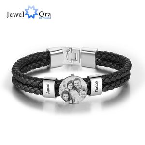 Bracelets en cuir personnalisés pour hommes avec perles 2-4 noms, bracelet à breloques, bijoux empilables, cadeau pour père papa grand-père fils 240301