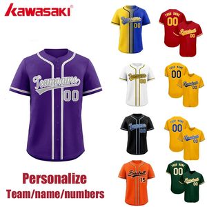 Personaliseer Mannen Vrouwen Jeugd Honkbal Jersey Button Down Sport Tee Laser Gedrukt Sublimatie Letter Nummer Big Size 240228