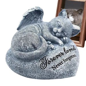 Personnalisez Pet Cat Memorial Stone Cat Decor State Outdoor Statues for Garden Sleeping Cat Memorials Funerary Cat Pet Tombstones 240411