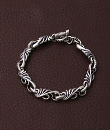Personnalisé 925 Bijoux en argent sterling Antique Silver American European Handmade Designer Scroll Link Chain Bracelets for Men W7326968