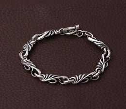 Personnalisé 925 Bijoux en argent sterling Antique Silver American European Handmade Designer Scroll Link Chain Bracelets for Men W6935035