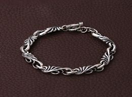 Gepersonaliseerde 925 Sterling Silver Sieraden Antiek zilver Amerikaans Handgemaakte Designer Scroll Link Chain armbanden voor mannen W8427450
