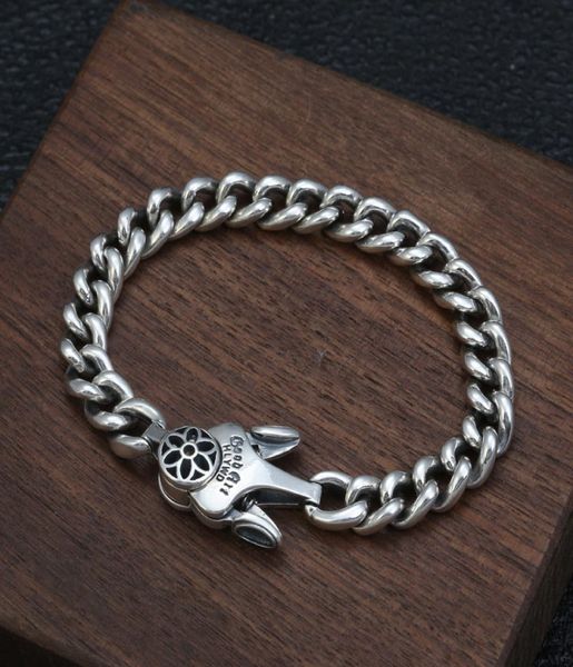 Bracelet à maillons gourmette de 7 mm fait à la main par un créateur de bijoux en argent sterling 925 personnalisé conçu avec un fermoir de fermeture unique POUR HOMMES3418128