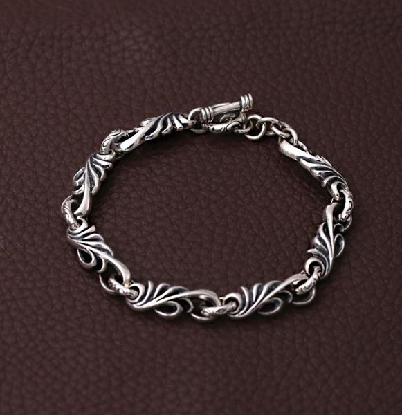 Bijoux personnalisés en argent sterling 925, argent antique, bracelets de chaîne à maillons faits à la main de styliste américain et européen pour hommes w7159670