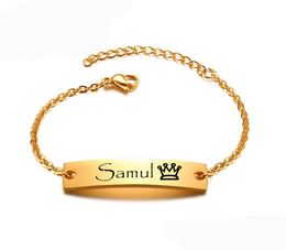 Nom ajustement personnalisé Bar bracelet bébé baptême cadeau en acier inoxydable nom de la barre bracelet goldsilver3023172