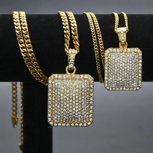 Collier personnalisé de chaîne d'étiquette d'armée Hip Hop glacé or et argent pour hommes Blingbling plein de diamants industrie lourde Punk Rock Grunge256c