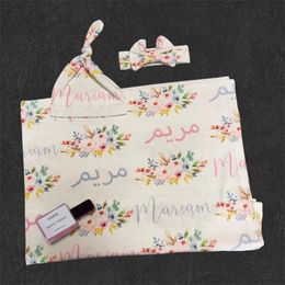 Personalizado bebé Po Swaddle Wrap DIY personalizado algodón nacido niño manta pañales ropa de cama cuna regalo de cumpleaños 240313