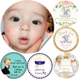 Gepersonaliseerde dooplabels Baby shower decoraties mariage bedankstickers aangepast logo verjaardagsfeestje geschenkdoos geslacht onthullen