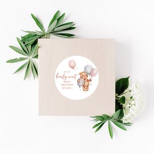 Étiquettes autocollants sur le thème des ours personnalisés Baby Shower Bienvenue Nouveau Born Pustom Mignon Bear Sticker Girl Boy Birthday Baptême Étiquettes