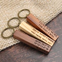 Porte-clés en hêtre personnalisé bricolage porte-clés en bois blanc pendentif accessoires de mode cadeau de vacances porte-clés porte-clés