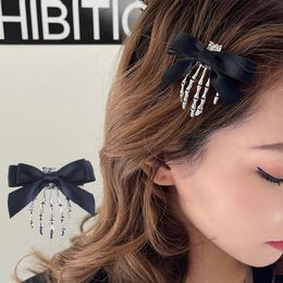 Gepersonaliseerde Bowknot Skull Hair Clip Harajuku Skelet Hand Ghost Bone Claw Halloween Hoofdkleding Haaraccessoires