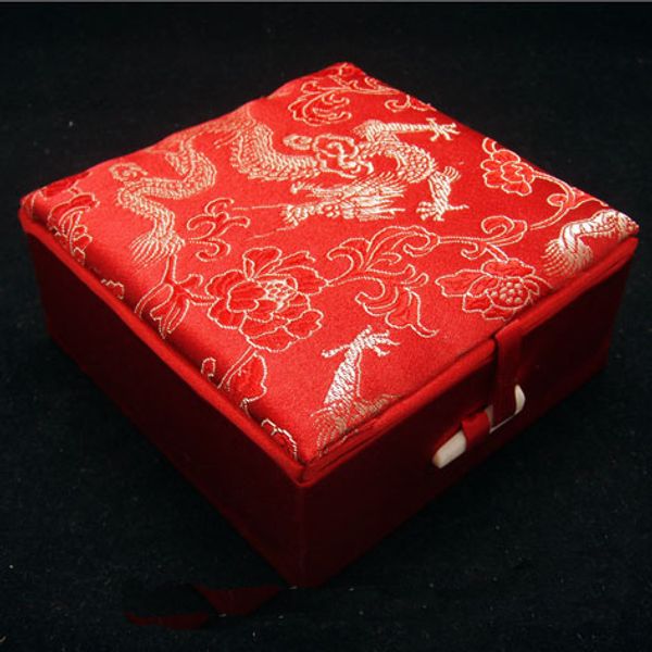 Ethnique Dragon Bracelet Cadeau Boîte à Bijoux Coton rempli Vitrine Chinois Brocart De Soie Carton Décoratif Boîtes D'emballage