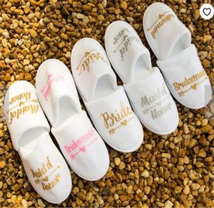 Gepersonaliseerde bruiden bruidsmeisje slippers bruids bruids douchefeestje geschenk van honor pasgetrouwde vrijgezellenfeestje gunsten 1059339