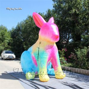 Lapin de Pâques gonflable de mascotte animale de dessin animé personnalisé 3m annonçant le ballon coloré de lapin soufflé par Air pour la décoration de ressort