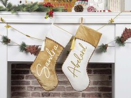 Bas de Noël personnalisés Nom personnalisé Stocking Christmas Gift Family Stockings Gold Velvet Monogram Stockings