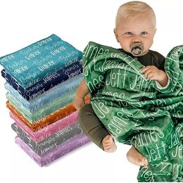 Couverture de couleur personnalisée avec nom de bébé, flanelle polaire, cadeau pour enfant, garçons et filles, mère, animal de compagnie, 240313
