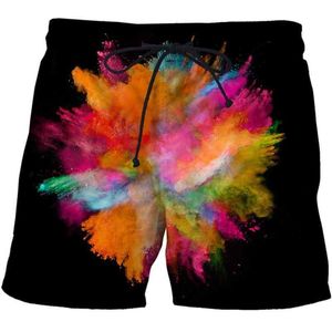 Gepersonaliseerde kleurrijke poeder rookpatroon shorts 3D gedrukt losse kwartbroek ademend casual