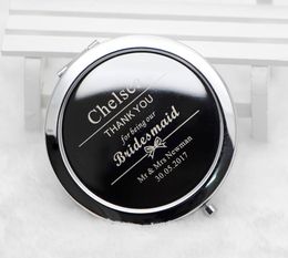 Miroirs compacts personnalisés personnalisés en métal argenté maquillage cosmétique de maquillage cosmétique de maquillage de mariage cadeau livraison gratuite