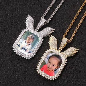 Création de mémoire photo créatrice personnalisée Pendant pour les hommes et les femmes Médaille Hip Hop Solin Zircon Collier Collier