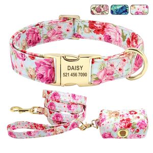 Ensemble de laisse de collier de chien personnalisé personnalisé imprimé collier d'identification gravé sac de friandises pour animaux de compagnie sac de collation pour petits chiens de taille moyenne 220608