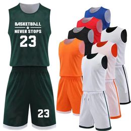 Personalizado personalizado de doble cara hombres mujeres camisetas de baloncesto conjuntos jóvenes equipo de secado rápido partido uniforme traje 240318