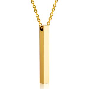 Gravure personnalisée personnalisée Long bâton pendentif collier en acier inoxydable 316L figure de cylindre étiquette personnalisée bijoux amoureux cadeaux en gros