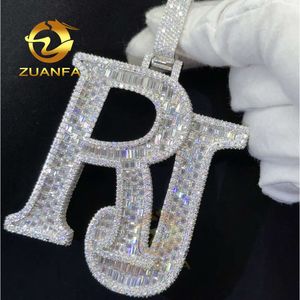 Gepersonaliseerde aangepaste Iced Out Moissanite diamanten ketting grote letter Hip Hop Sier ketting hanger