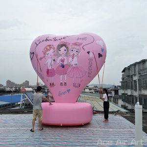 Gepersonaliseerd aangepast opblaasbaar roze hart met basis voor Valentijnsdag/feestdecoratie gemaakt door Ace Air Art