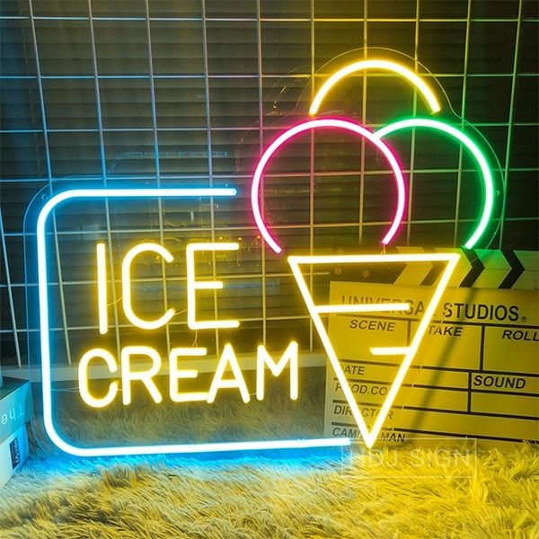 LED personalizado personalizado LED Ice Cream Fiesta de la pared de la sala Home Store Mall Restaurante Decoración de estudio Creaitve Neon Light 220615