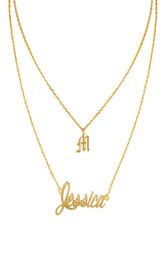 Gepersonaliseerde aangepaste naam Spaced ketting hanger voor vrouwen verjaardag elke naam 2 rij Layerd ketting sieraden cadeau Goud Rose Gold N8161058