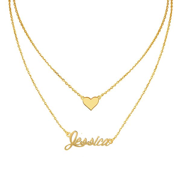 Nom personnalisé collier espacé pour femmes cadeau de mode anniversaire personnalisé n'importe quel nom couches chaîne pendentif collier bijoux or / or rose NL2693