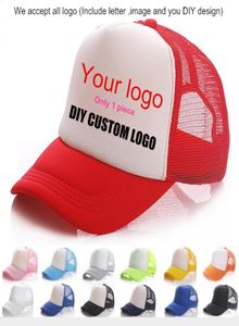 Gepersonaliseerde aangepaste unisex casual gewoon mesh trucker cap verstelbare honkbal cap snapback hoeden voor vrouwen mannen hiphop hoed hele3747188