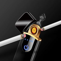 Gepersonaliseerde aangepaste USB -opgeladen sigarettenaansteker Creative Metal Mini Touch Induction Lighter