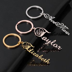 Personalized Customized Keychains Stainless Steel Name Nameplate Sculptures Key Rings Women Men Unique Valentine Gifts Drop Ship