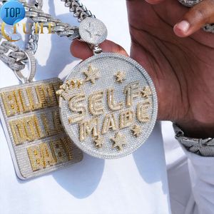 Pendentif grand disque de rappeur personnalisé, bijoux de luxe scintillants Hip Hop, collier avec lettre 3D personnalisé avec chaîne à maillons cubains