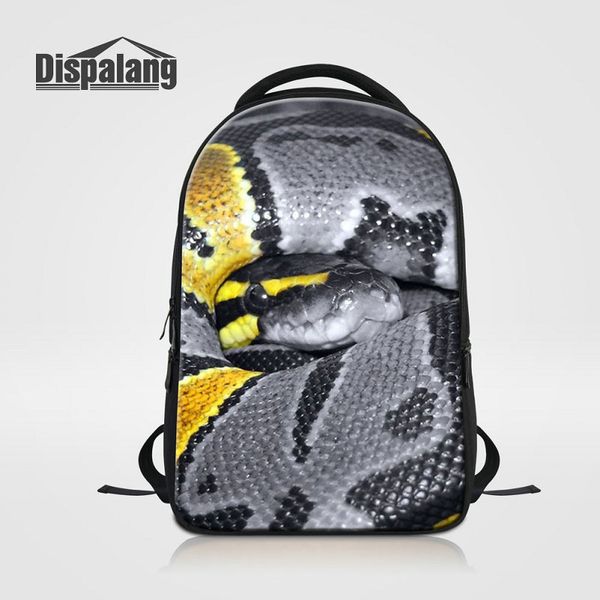 Conception personnalisée Serpent Sacs D'école Cartables Pour Les Étudiants De Haute Classe Sac À Dos Animal Hommes Ordinateur Portable Sacs À Dos Mâle Rugzak Mochila Sac En Gros